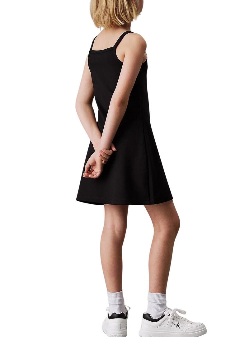 Vestido Calvin Klein Jeans em malha preta para menina.