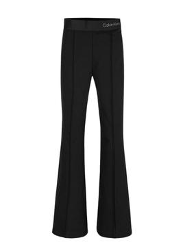 Calças Calvin Klein flare preta para menina.