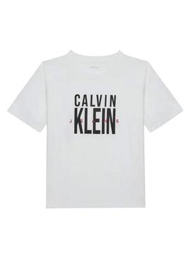 Camiseta Calvin Klein Jeans Bold branca para criança.