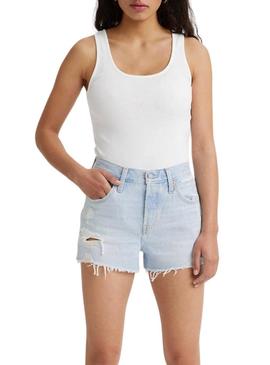 Camiseta Levis Essential branca de rib para mulher.