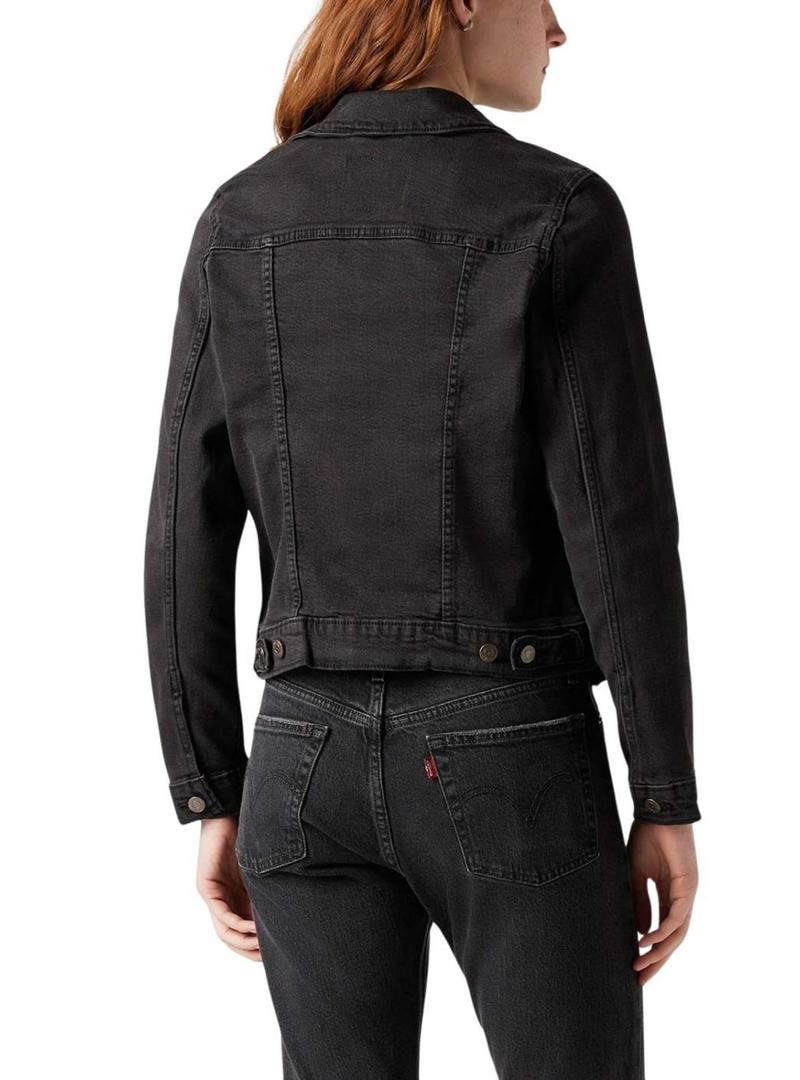 Jaqueta de ganga Levis Original Trucker preta para mulher.