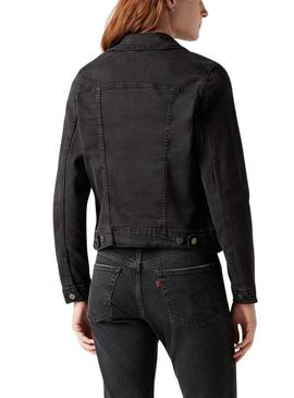 Jaqueta de ganga Levis Original Trucker preta para mulher.