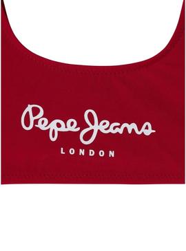 Biquíni Pepe Jeans logo vermelho para menina.