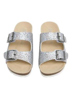 Sandálias Pepe Jeans Oban prateadas para menina.