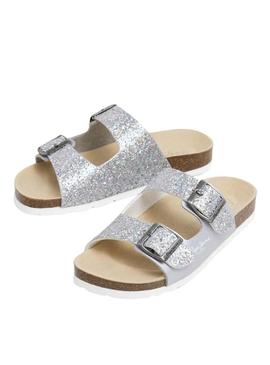 Sandálias Pepe Jeans Oban prateadas para menina.