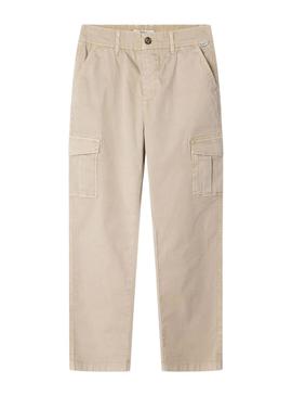 Calça Pepe Jeans Junior bege para menino.