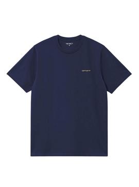 Camiseta Carhartt Script Bordado azul para homem