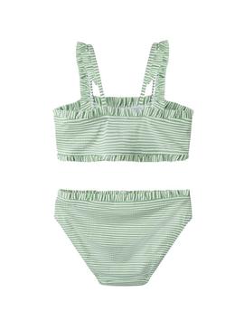 Biquíni Name It Zaid listrado verde para menina.