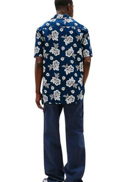 Camisa Tommy Jeans Hawaii azul marinho para homem.