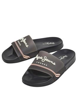 Sandálias Pepe Jeans Slider preto para mulher