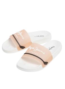 Sandálias Pepe Jeans Slider laranja para mulher.