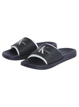 Chinelos Calvin Klein Jeans Slide Monogram preto para homem