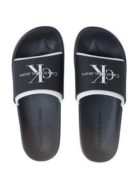 Chinelos Calvin Klein Jeans Slide Monogram preto para homem