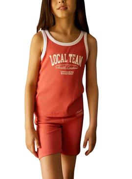 Nome superior Tem Hasinna Curto Slim vermelho para menina