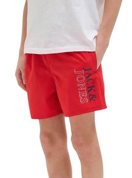 Fato de banho Jack And Jones Maui vermelho para criança.