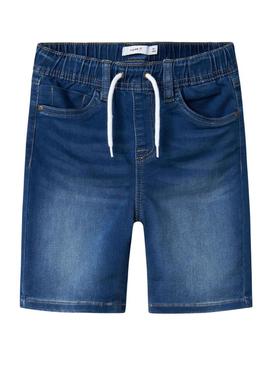 Bermuda Name It Ryan Jogger em denim azul para menino.