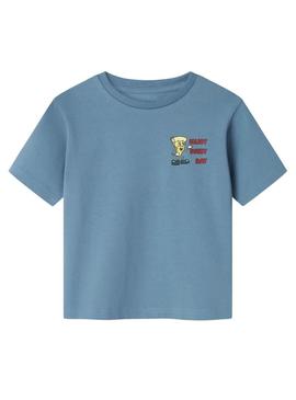 Camiseta Name It David Regular azul para menino.