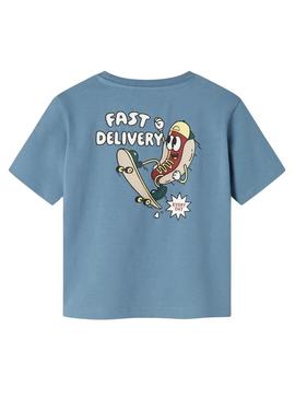 Camiseta Name It David Regular azul para menino.