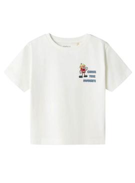 Camisa Name It David Regular branca para criança.