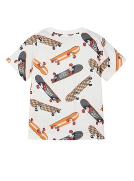 Camiseta Mayoral estampada bege para criança.