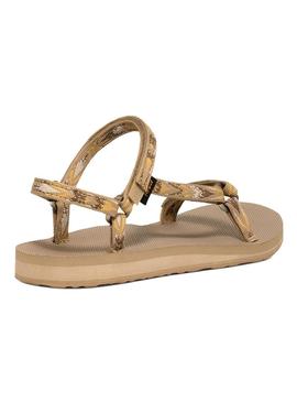 Sandálias Teva Original Universal Slim bege para mulher.