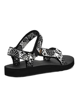 Sandálias Teva Original Universal Sirena branca e preta para mulher.