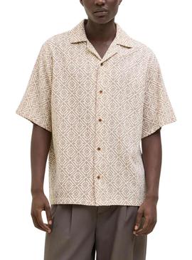 Camisa Jack and Jones Vicent bege para homem.