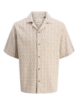 Camisa Jack and Jones Vicent bege para homem.