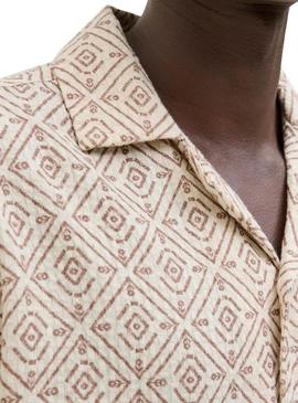 Camisa Jack and Jones Vicent bege para homem.