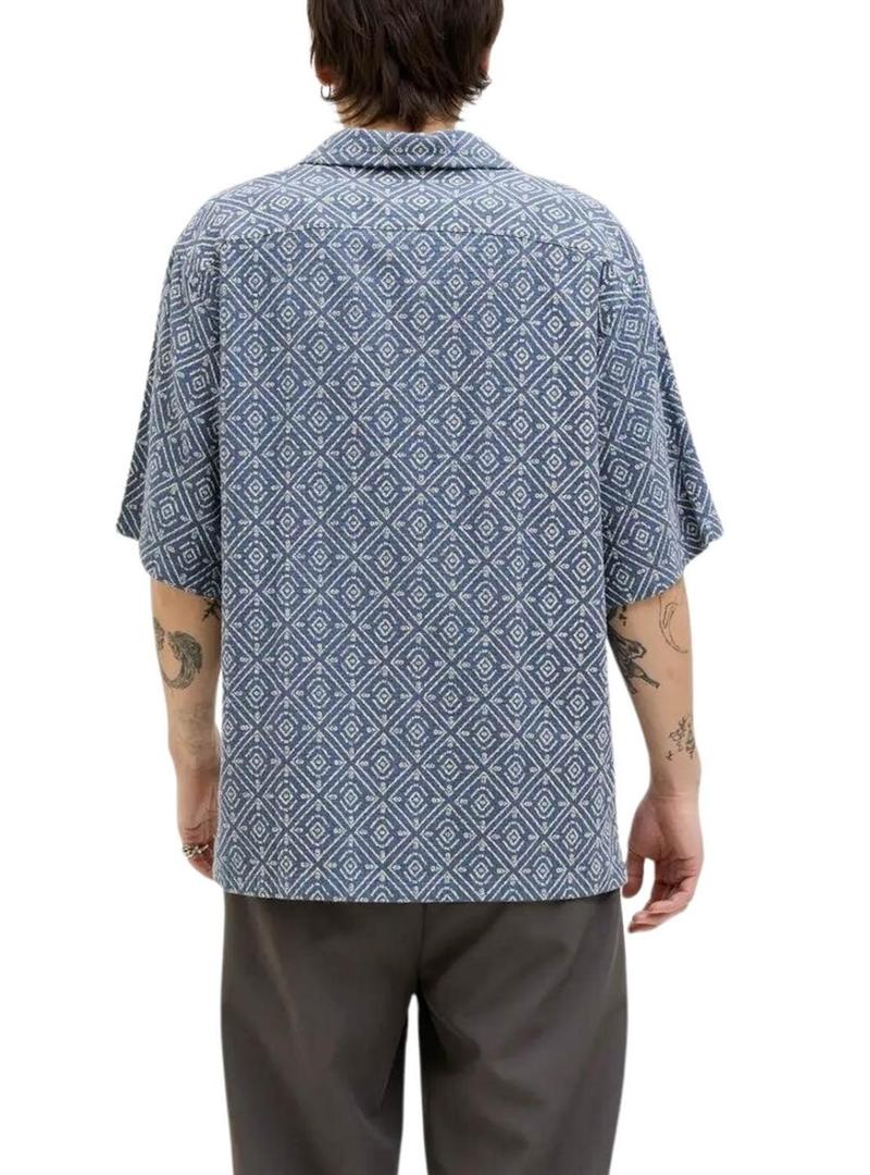 Camisa Jack and Jones Vicent azul para homem.