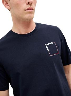 Camiseta Jack and Jones Verner azul marinho para homem.