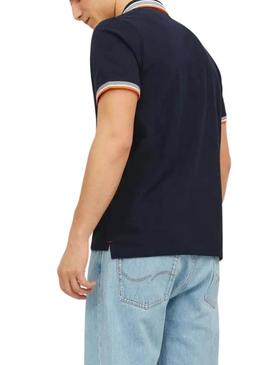 Camisa Polo Jack and Jones azul marinho para homem