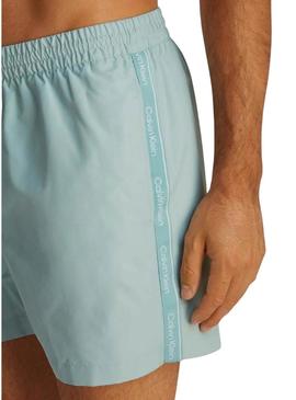  Fato de banho Calvin Klein com fita logo turquesa para homem