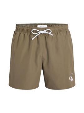 Calção Calvin Klein Monograma verde para homens.