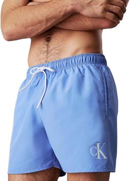 Calção Calvin Klein Monograma azul para homem