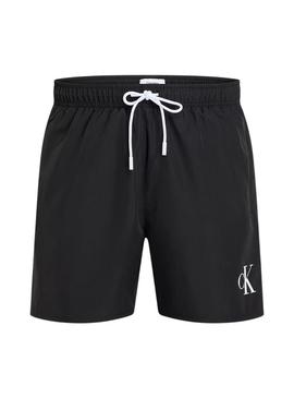  Calções de banh Calvin Klein Monogram preto para homem.