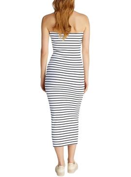 Vestido Calvin Klein Rib listrado midi para mulher.