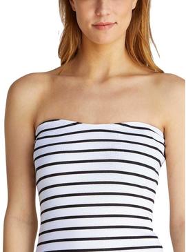 Vestido Calvin Klein Rib listrado midi para mulher.