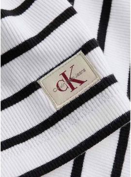 Vestido Calvin Klein Rib listrado midi para mulher.