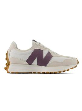 Sneakers New Balance 327 bege e roxo para mulher