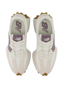 Sneakers New Balance 327 bege e roxo para mulher