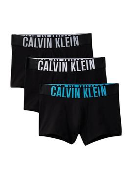 Pacote de 3 cuecas Calvin Klein boxer ajustadas pretas para homem.