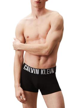 Pacote de 3 cuecas Calvin Klein boxer ajustadas pretas para homem.