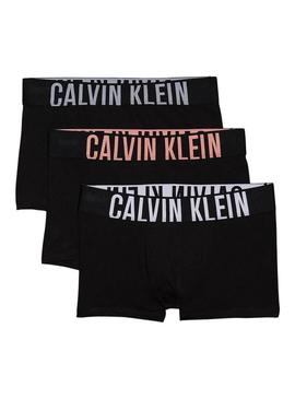 Pacote de 3 cuecas Calvin Klein boxer ajustadas pretas para homem.