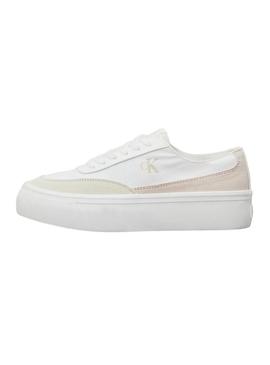 Sneakers  Calvin Klein com plataforma branca para mulher.