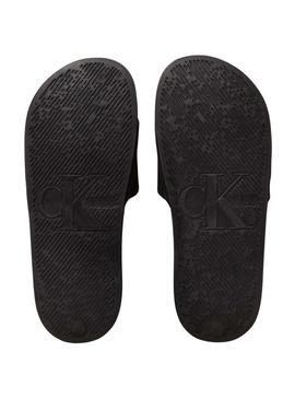 Chinelos Calvin Klein monograma preto para mulher
