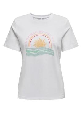 Camiseta Only Henny branca para mulher.