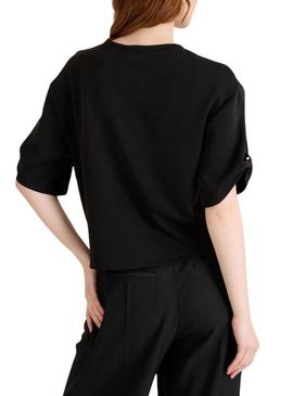 Camiseta Naf Naf Logo Print preta para mulher