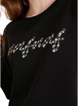 Camiseta Naf Naf Logo Print preta para mulher