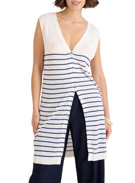 Colete comprido Naf Naf às riscas marinheiro para mulher.